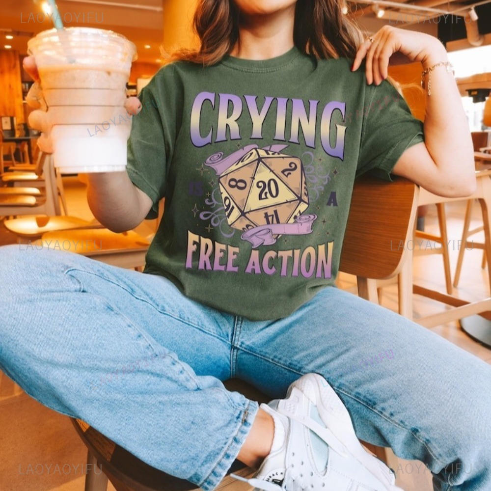 Retro Gaming Unit - เสื้อยืดตลกๆ ลาย DnD Crying Is A