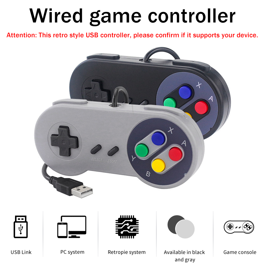 Retro Gaming With Raspberry Pi - 1-2 ชิ้นคอนโทรลเลอร์ USB SNES เรโทรเกมแพดสำหรับพีซี แมค