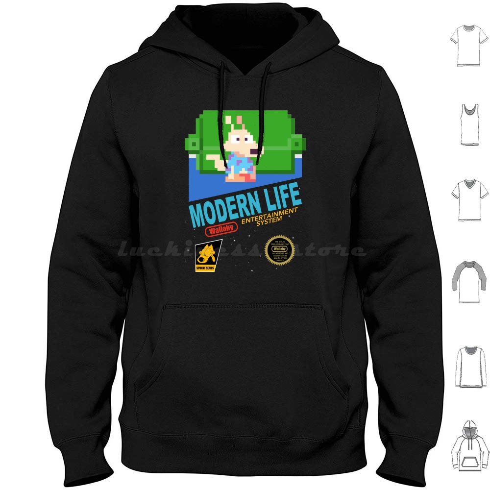 Retro Gaming Life - เสื้อฮู้ดโมเดิร์นไลฟ์แขนยาว เกมย้อนยุค วิดีโอเกม กล่องอาร์ต ป๊อปคัลเจอร์ ยุค