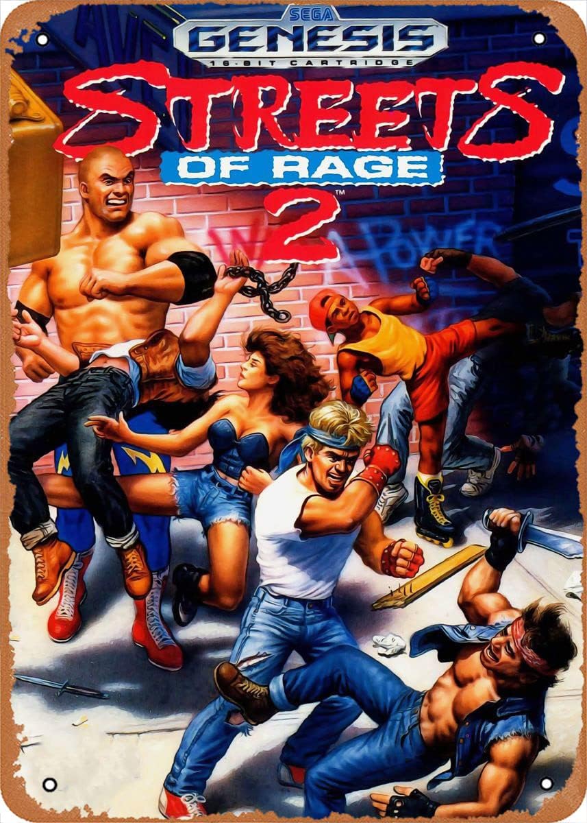 Retro Gaming Games - ป้ายโลหะตกแต่งผนังลายเกมอาเขตคลาสสิก Street of Rage สไตล์เรโทร ยุค
