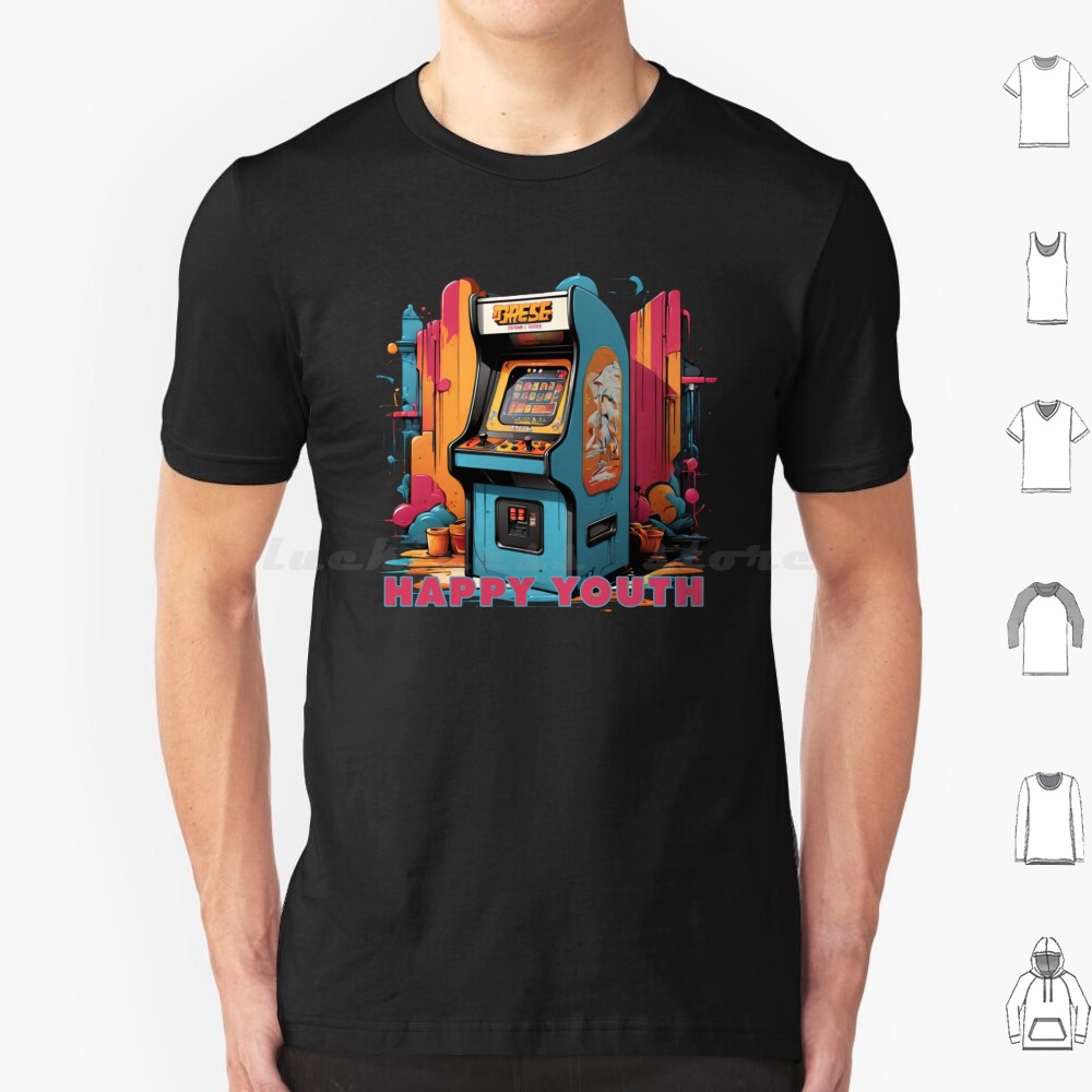 Retro Gaming Games - เสื้อยืด Happy Youth-Arcade สำหรับผู้ชาย ผู้หญิง เด็ก