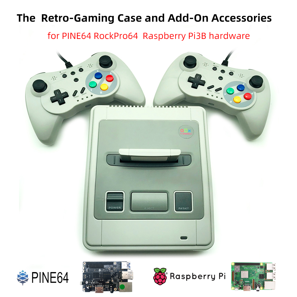 Retro Gaming With Raspberry Pi - อุปกรณ์เสริมเคสเกมสไตล์เรโทรแฟมิคอม จอยเกมคู่สำหรับ PINE64 RockPro64 Raspberry Pi