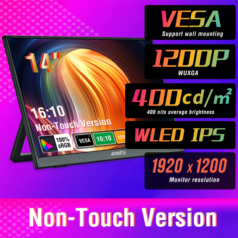 Retro Gaming Monitor - จอภาพแบบพกพาขนาด 14 นิ้ว แบบสัมผัสได้/ไม่สัมผัสได้ (เลือกได้) อัตราส่วนภาพ