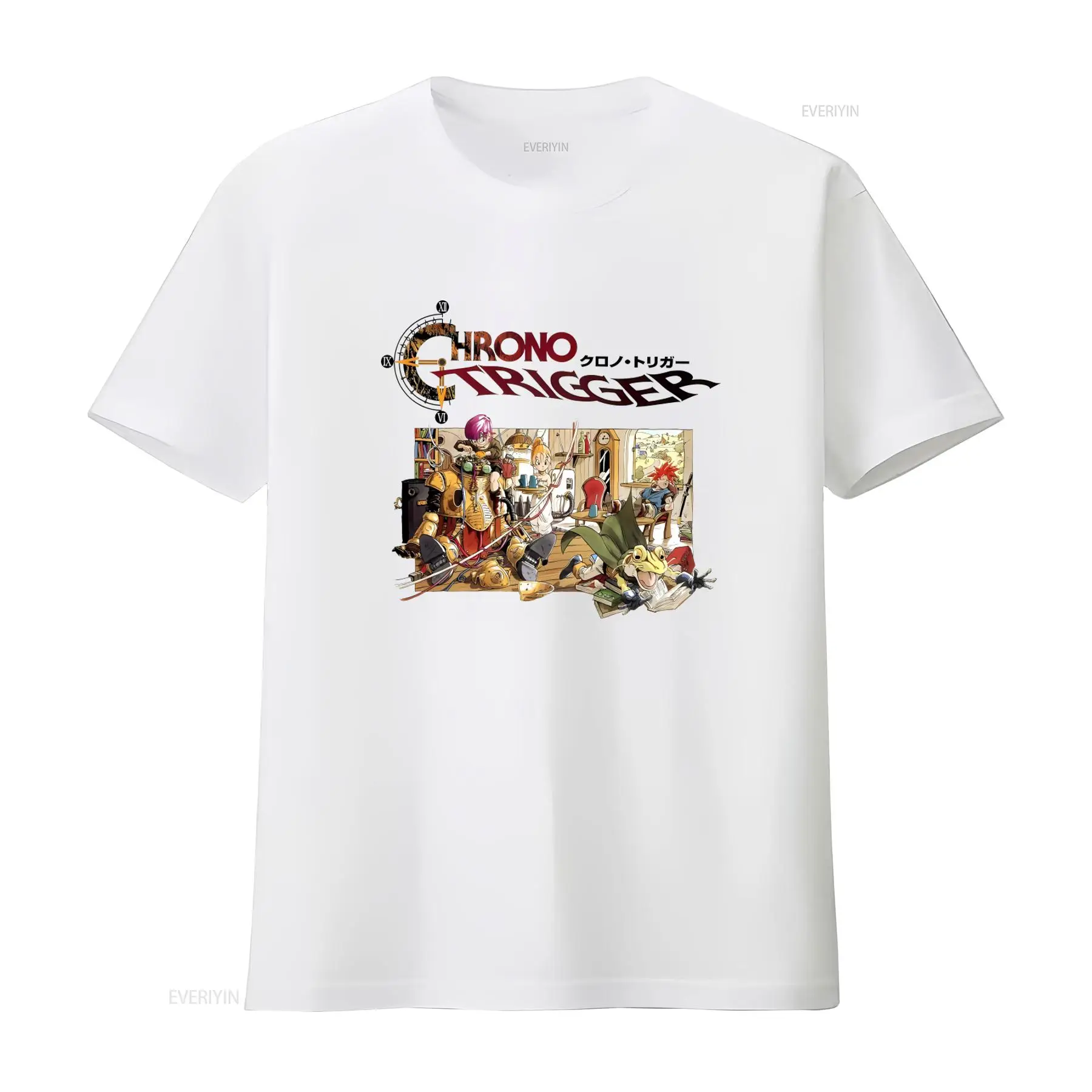 Retro Gaming Games - โครโนทริกเกอร์วิดีโอเกมโลโก้เสื้อยืดไซส์ S 5XL ดีไซน์เกมย้อนยุค เสื้อผ้าดีไซเนอร์สไตล์วินเทจสำหรับผู้ชาย