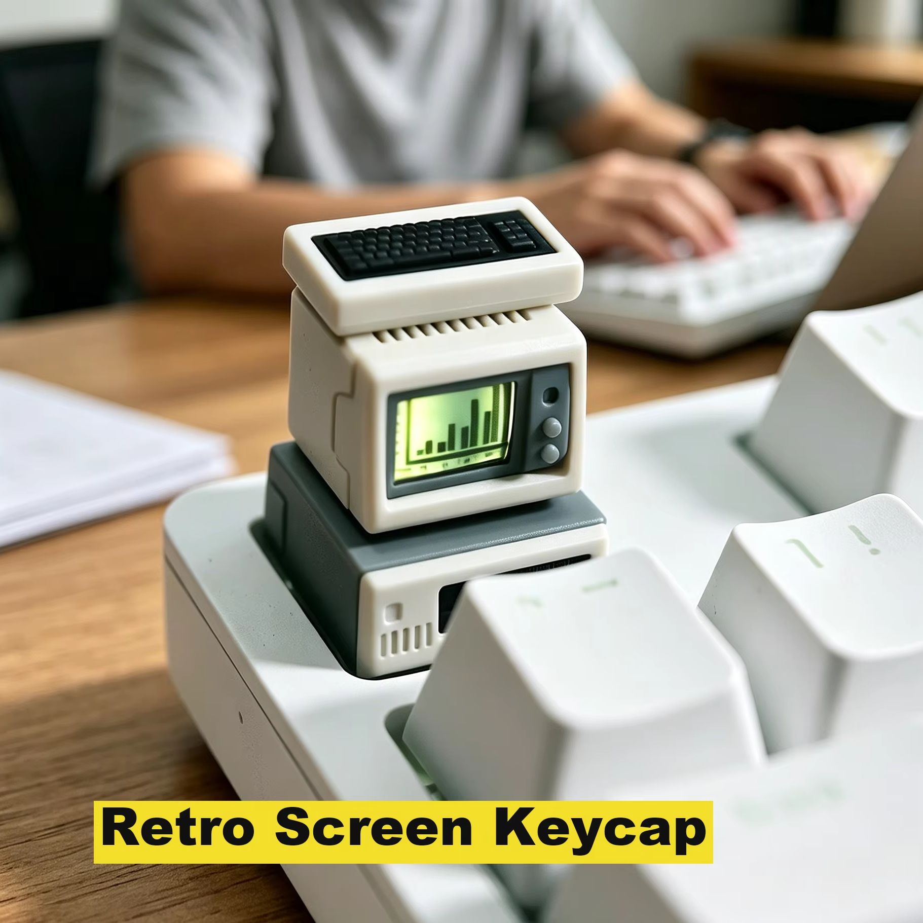 Retro Gaming Unit - คีย์แคปคอมพิวเตอร์สไตล์เรโทร ไฟแบ็คไลท์ อุปกรณ์เสริมคีย์บอร์ด คอมพิวเตอร์แบบกำหนดเอง ของตกแต่งคีย์แคปเรซิ่นรูปทรงแปลกใหม่ ของขวัญสำหรับเกมเมอร์/เพื่อนๆ