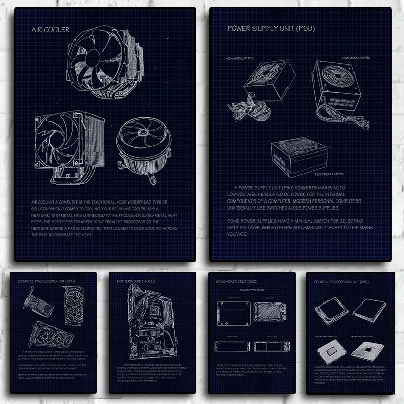 Retro Gaming Life - ภาพพิมพ์บนผ้าใบลาย Geek Blueprint สำหรับตกแต่งห้องเกมมิ่ง ห้องนั่งเล่น สไตล์เรโทรยุค