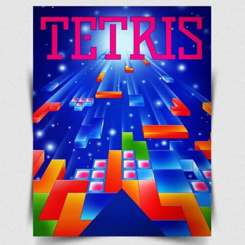 Retro Gaming Games - TETRIS METAL SIGN PLAQUE - ป้ายโลหะตกแต่งผนังลายเกมอาร์เคดสไตล์เรโทรสำหรับห้องเล่นเกม