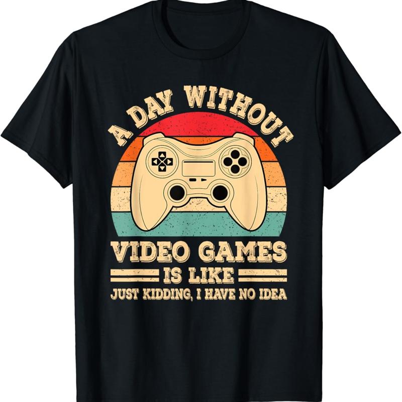 Retro Gaming Games - วันที่ไม่มีวิดีโอเกม เสื้อยืดเกมเมอร์ตลกๆ สไตล์เรโทร วินเทจ