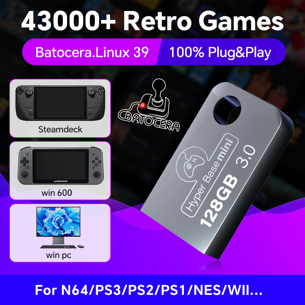 Retro Gaming Os - Batocera แฟลชไดร์ฟ USB 128G สำหรับ Windows