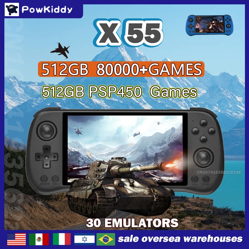 80000 เกม 512G POWKIDDY X55 5. - Retro Gaming Os บทวิจารณ์และราคา