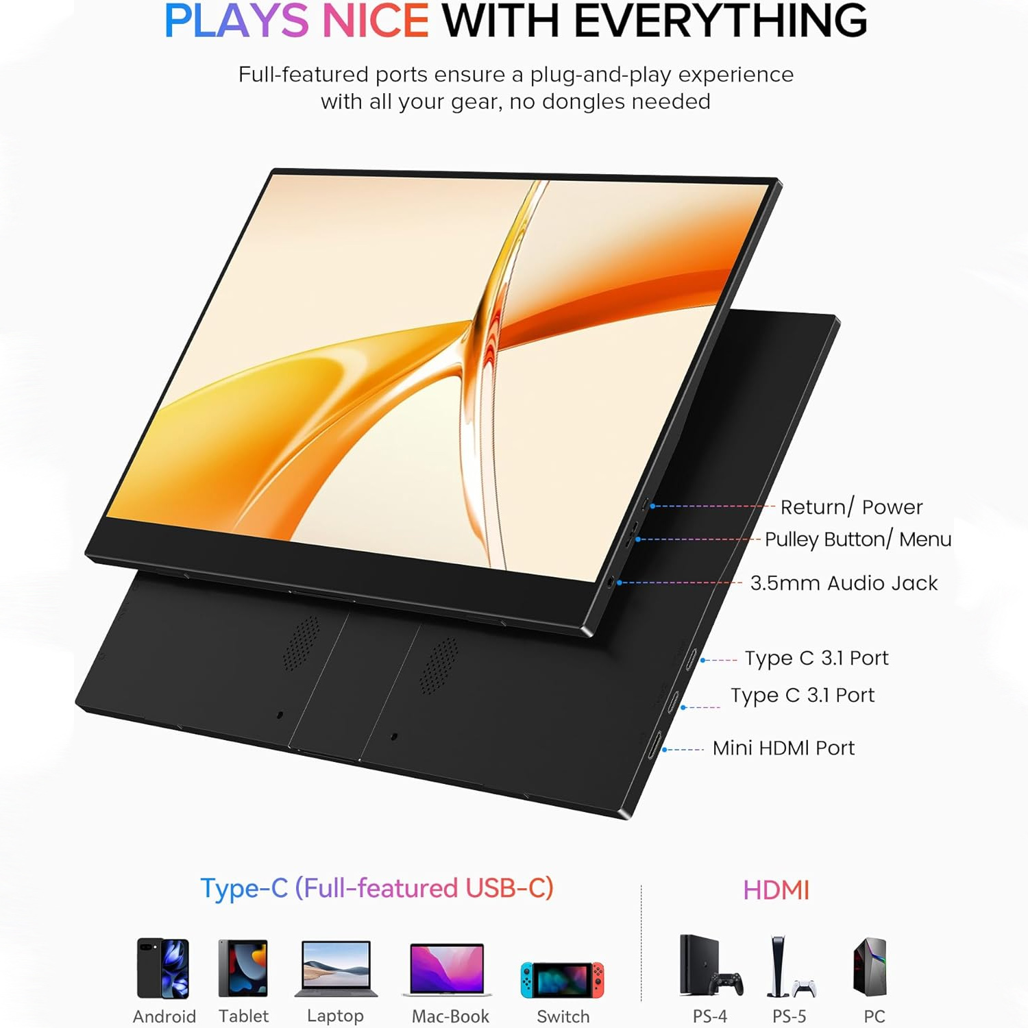 จอภาพพกพาขนาด 13.3 นิ้ว 60Hz H - Retro Gaming Monitor บทวิจารณ์และราคา